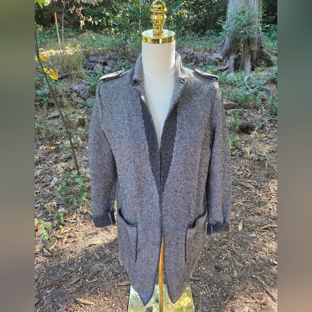 Talbots Wool Blend Womens Charcoal Knit Sweater Cardigan